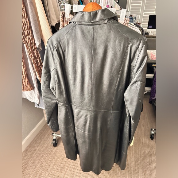 Women's R&O by Reilly Olmes Leather True Vintage Trench Coat in Black Size 2X. - Picture 3 of 4